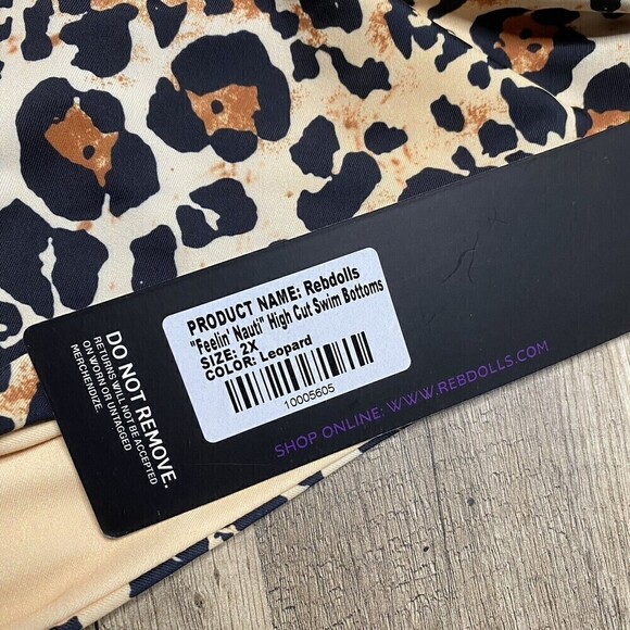 REBDOLLS  Feelin Nauti High Cut Waist Swim Bottom Animal Print Size 2X NWT - Picture 5 of 8